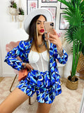 Completo giacca e pantalone cuori blu
