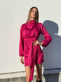 Abito in raso con fusciacca peonia