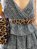Cintura con cuori trama animalier