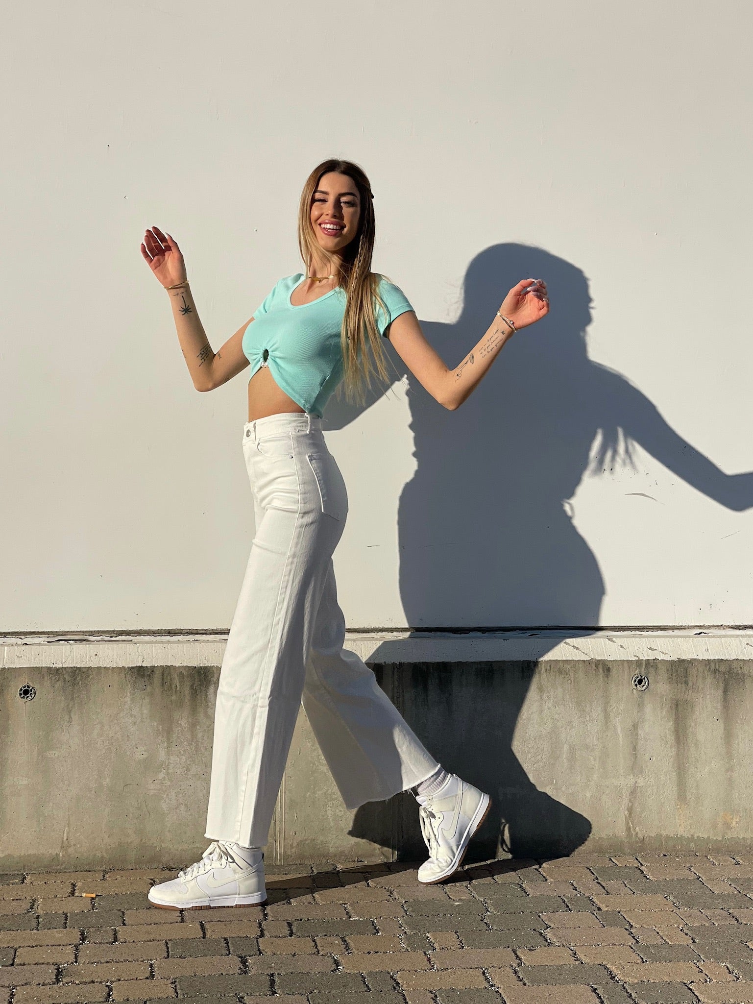 Jeans wide leg easy bianco