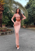 Completo rosa polvere top e gonna Jasmine