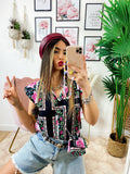 Camicia smanicata con borsetta base Nera