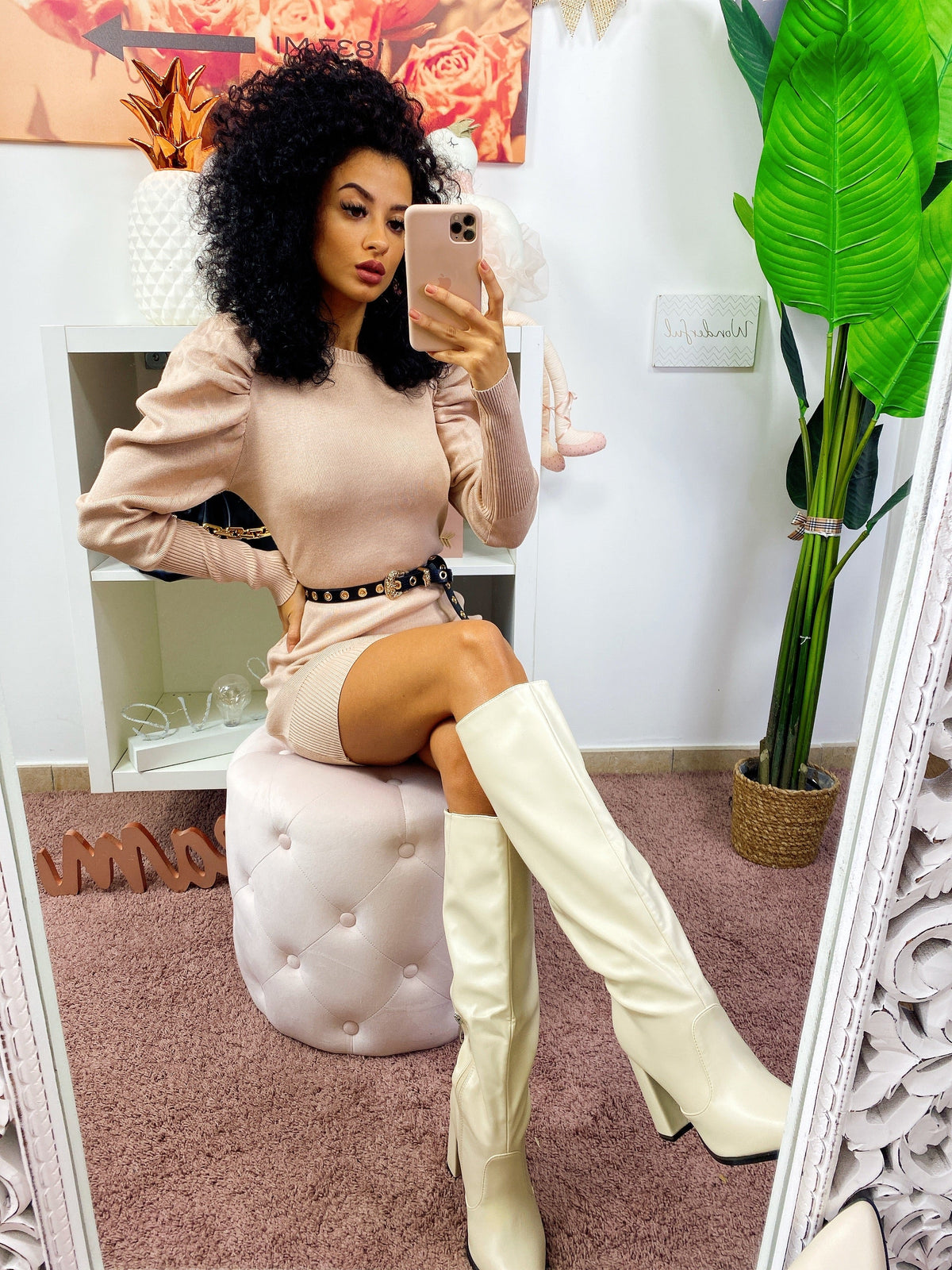 Abito in maglia Beige