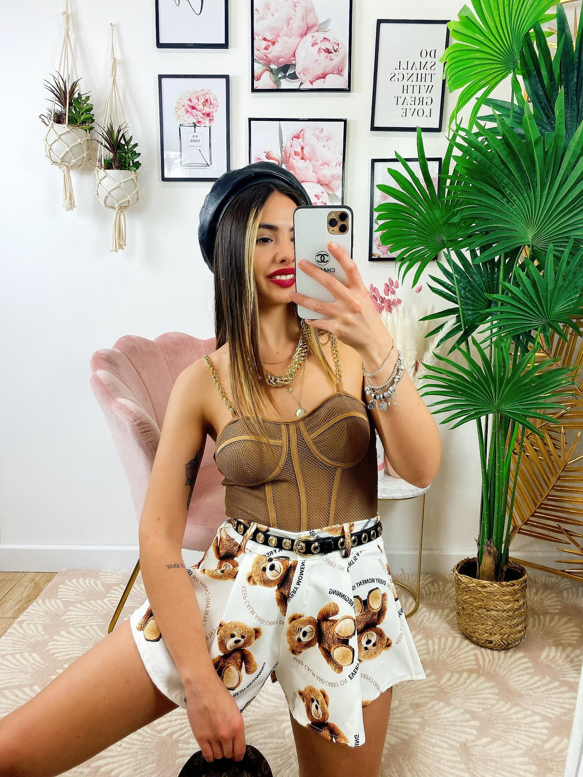 Short con Orsetti Bianco