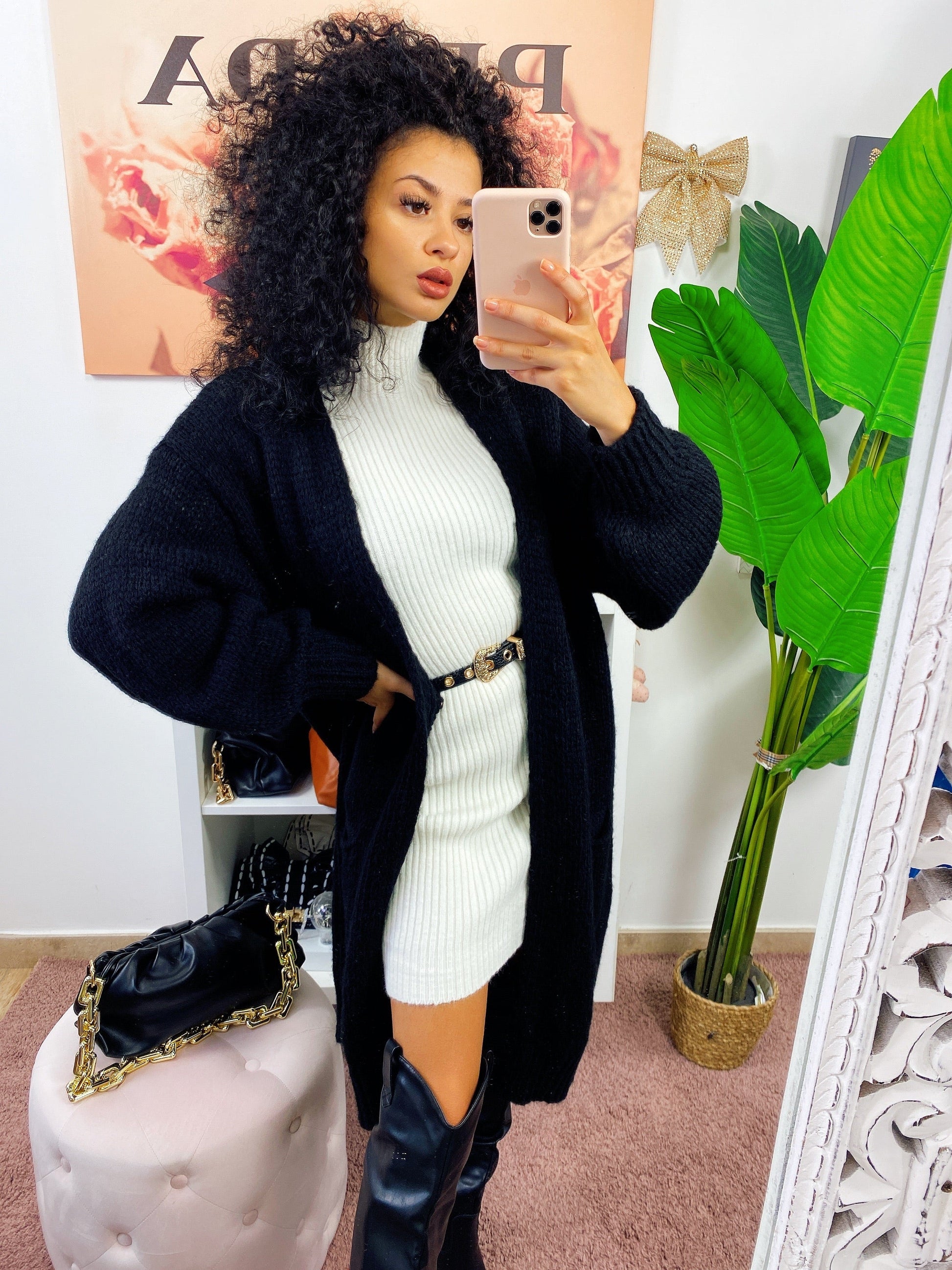 Cardigan lungo morbido nero