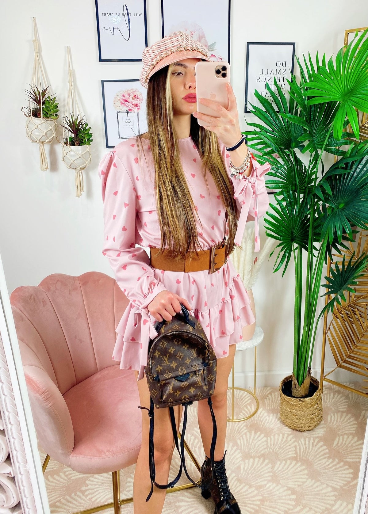 Tutina a Cuori con gonna a balze Rosa