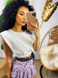 Top con spalline bombate pizzo San Gallo