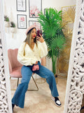 Maglione top quality panna con gioiello in strass