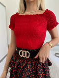 Top plissettano rosso