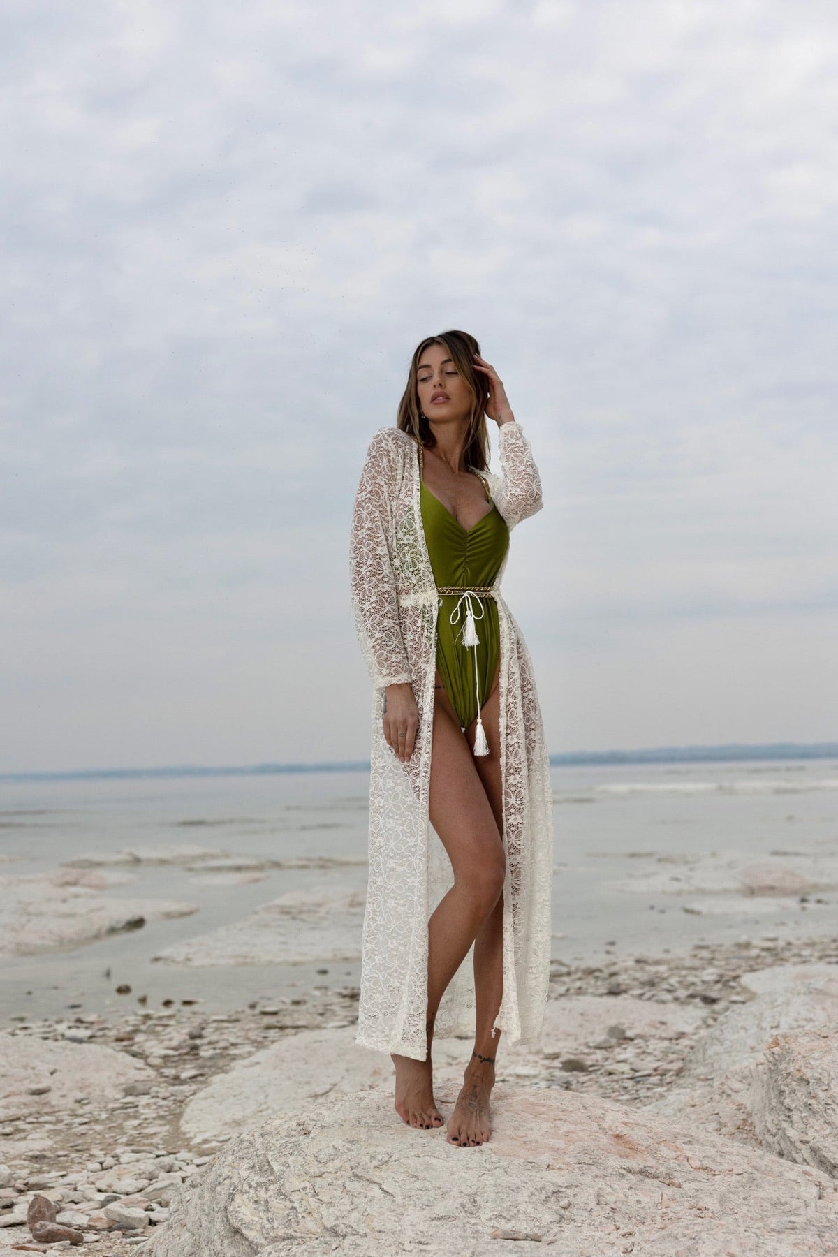 Kimono in pizzo bianco