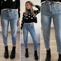 Jeans con borchie chiaro