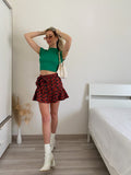 Gonna pantalone fiori rossi