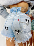 Short Levi’s Vintage con stampa topolino sfrangiato chiaro