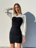 Abito arricciato nero con camicia