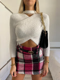 Gonna in tweed Fuxia nero