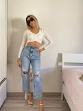 Jeans con catena argento
