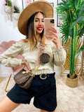 Blusa scollo a barchetta beige