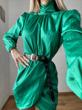 Abito in raso verde smeraldo