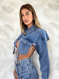 Giacca in jeans con catene