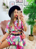 Completo etnico Short e Giacca base Fucsia
