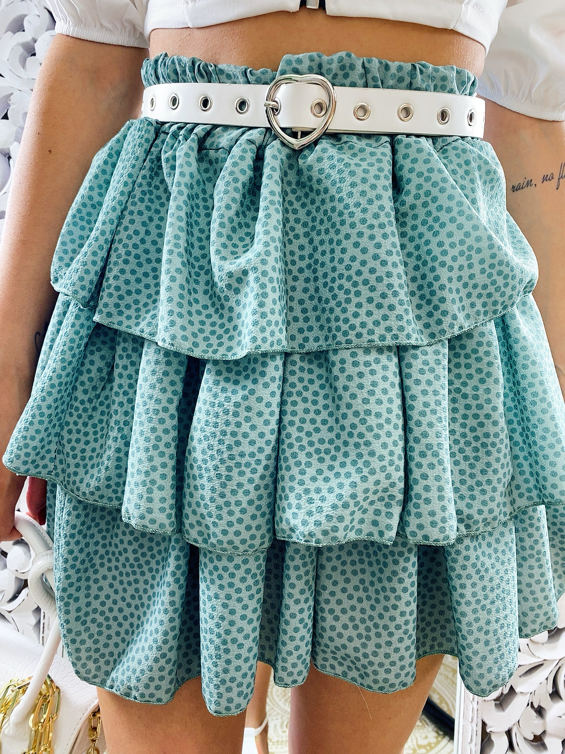 Gonna a balze a pois pastello