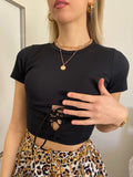 Top Nero con lacci