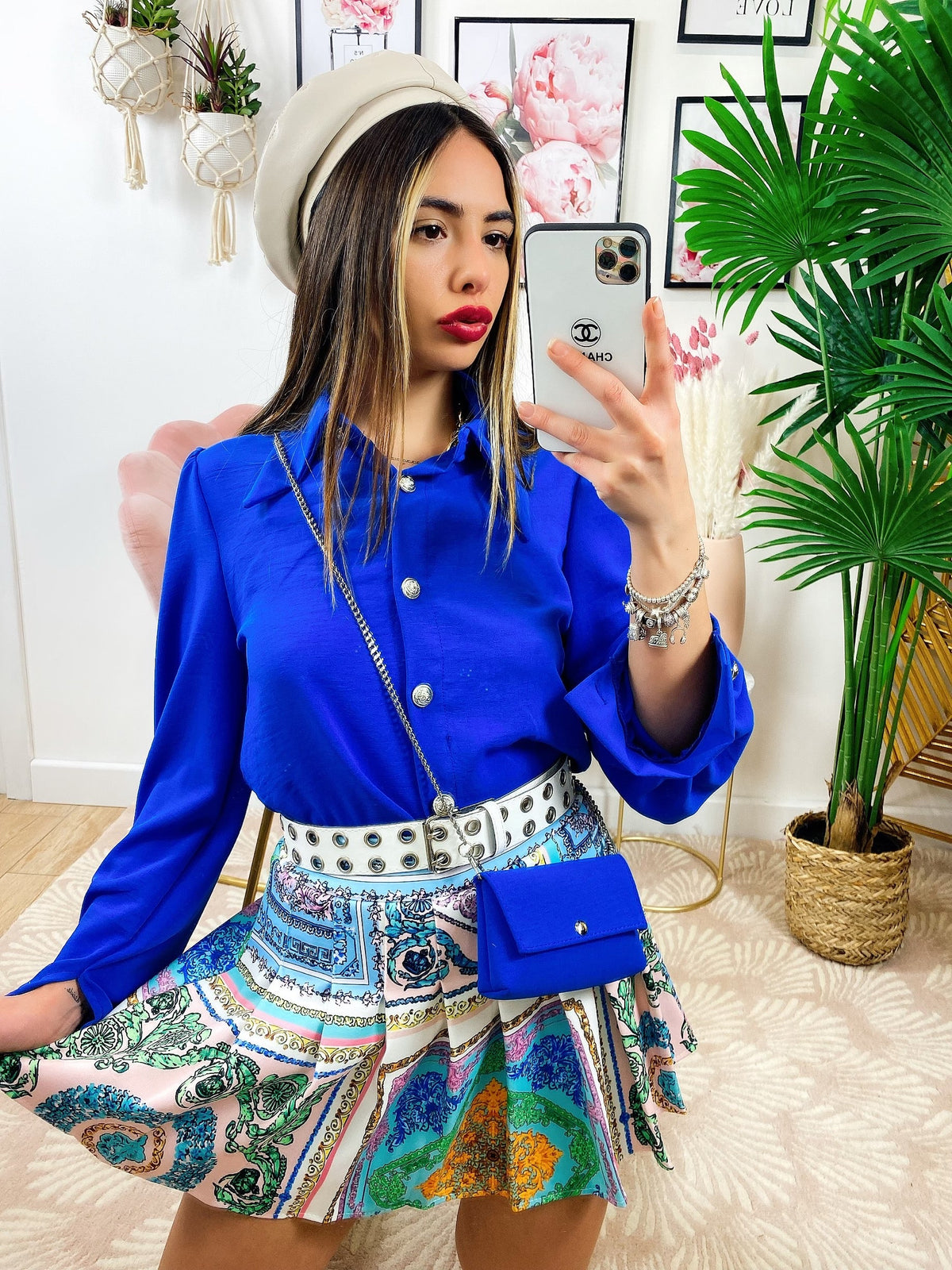 Camicia con bottoni blu