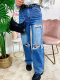 Jeans con strappi wide leg