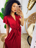 Abito lungo bordeaux con spacco