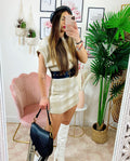 Set gonna e maglia crop beige