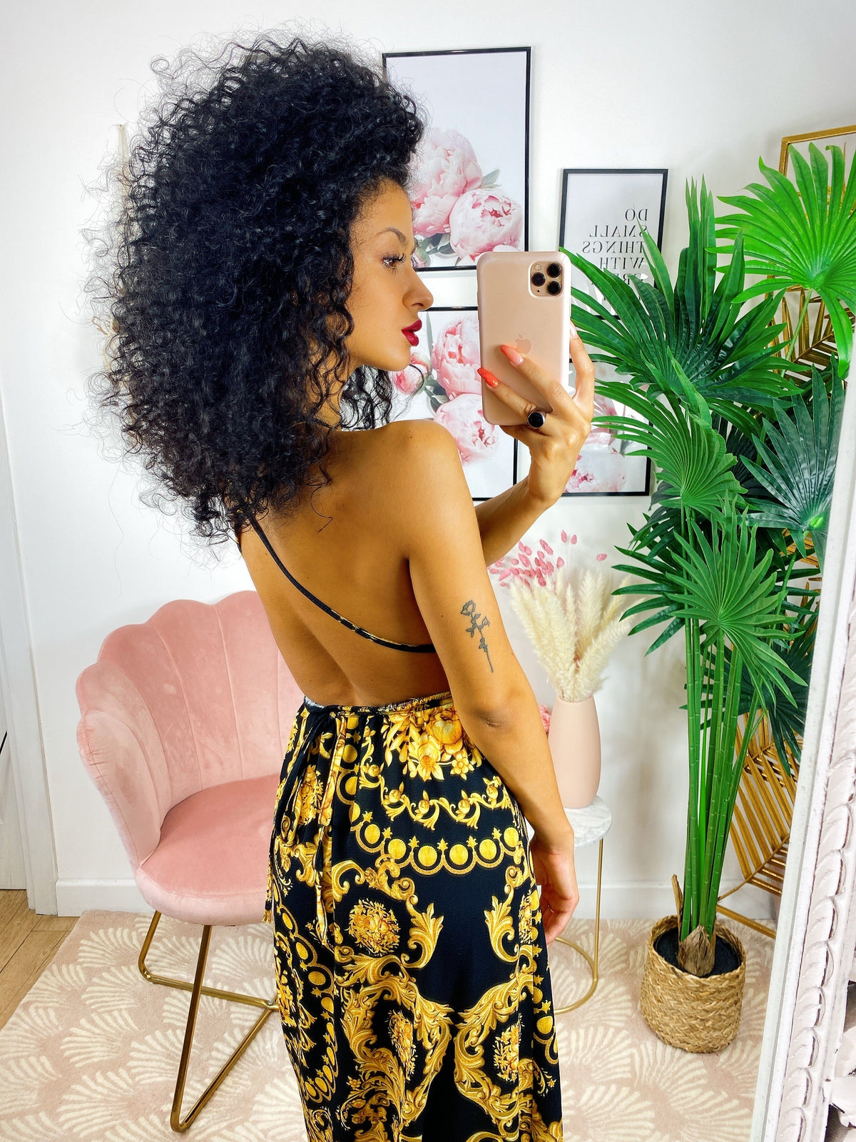 Dress Afrodite stampa etnica nera
