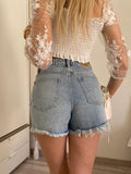 Short in jeans con frange