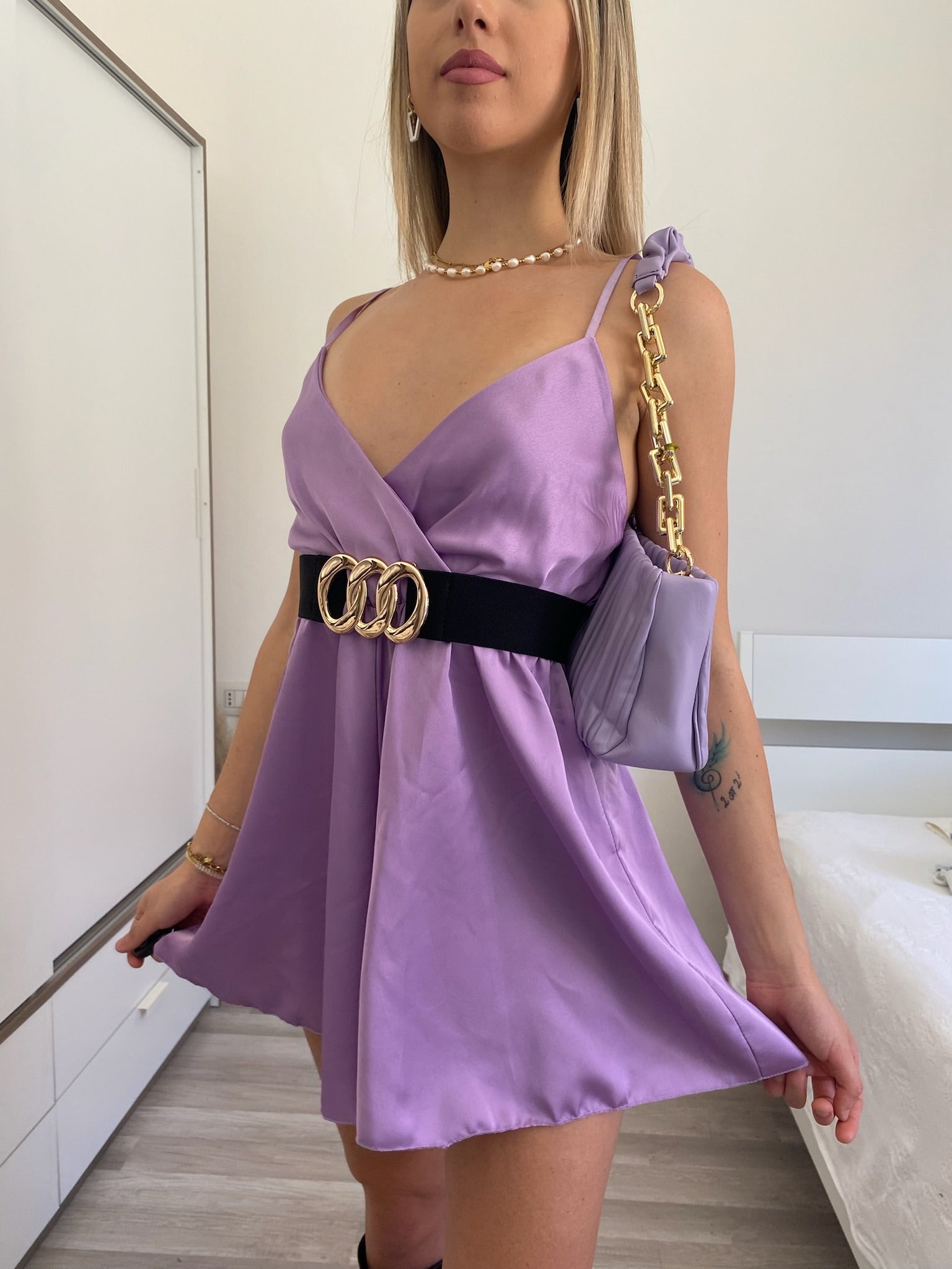 Tutina in raso lilla
