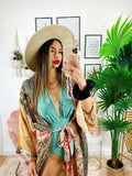 Kimono in seta etnico colori pescati