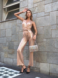Tuta red carpet rosa gold lamè