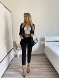 Completo giacca e pantalone strass nero