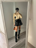 Maglione camel con cuore in pelle