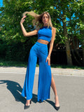 Completo pantalone con spacco e top