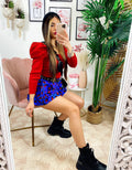 Top con spalline bombate Rosso
