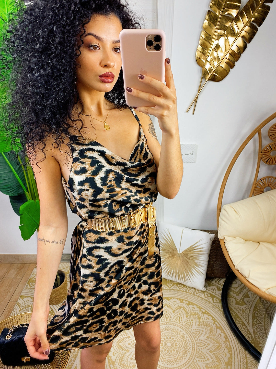 Abito in raso trama animalier