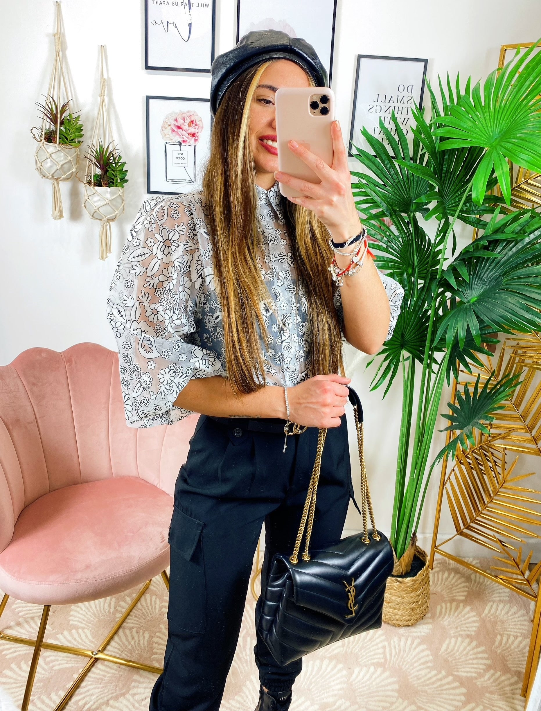 Pantalone con tasche laterali e cintura nero