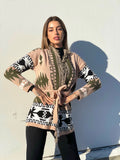 Cardigan frange e cinta dettaglio verde