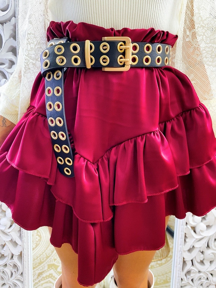 Gonna con balza bordeaux  asimmetrica
