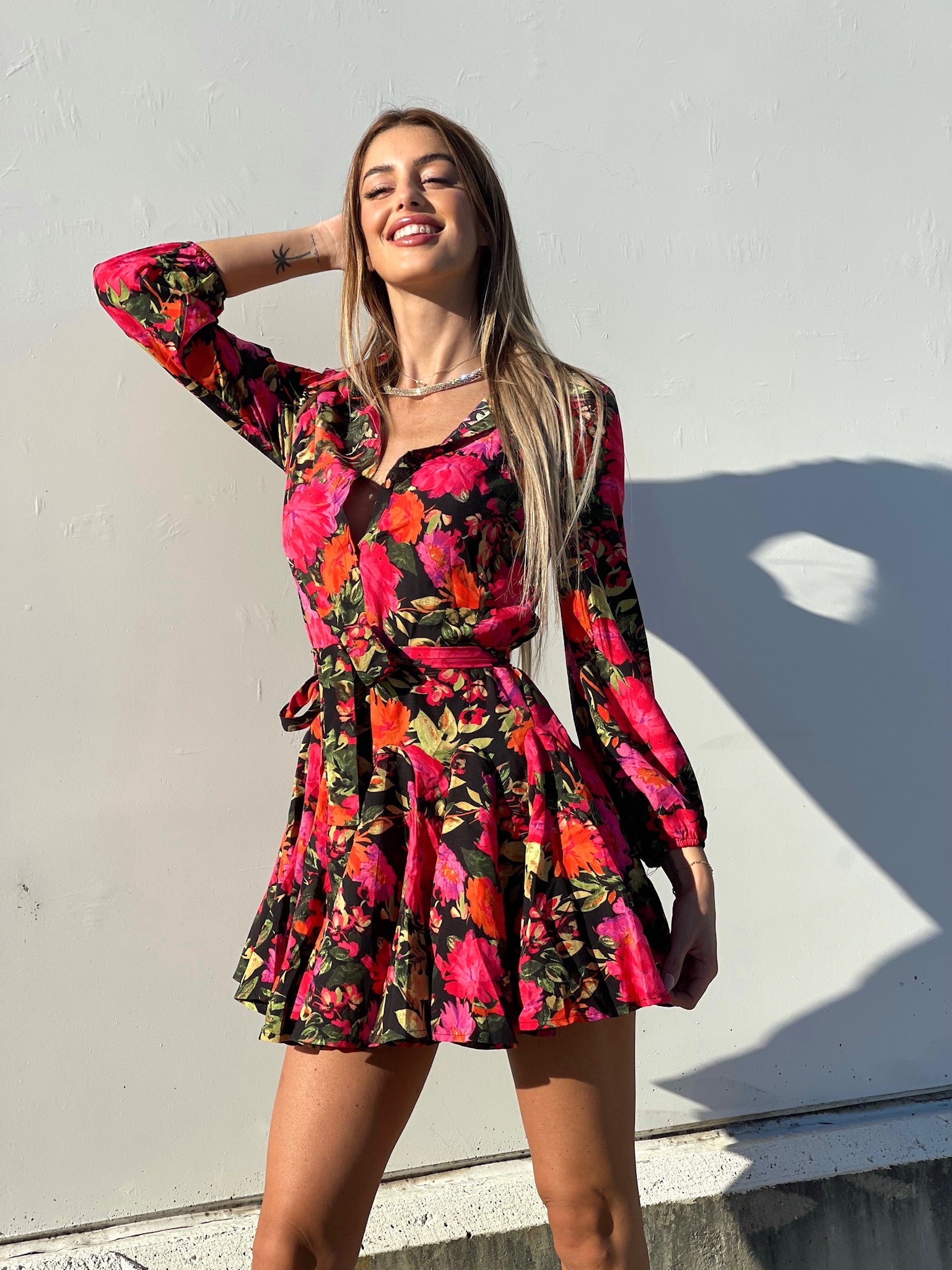 Abito a fiori Rossi fucsia