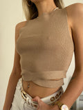 Top con elastico Camel
