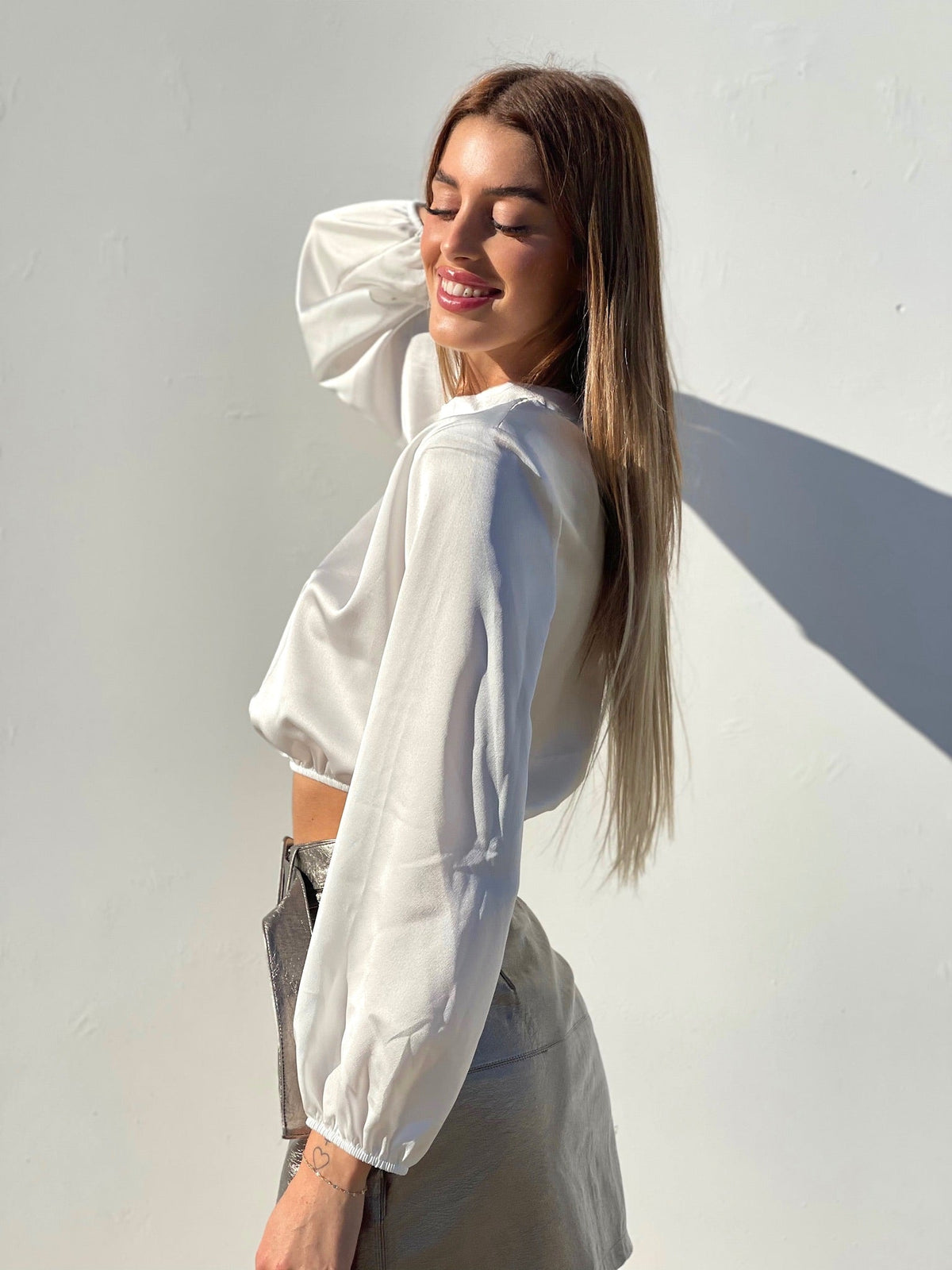 Top in raso bianco