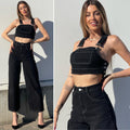 Completo top e jeans nero