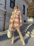 Giacca a quadri Rosa lunga con frange