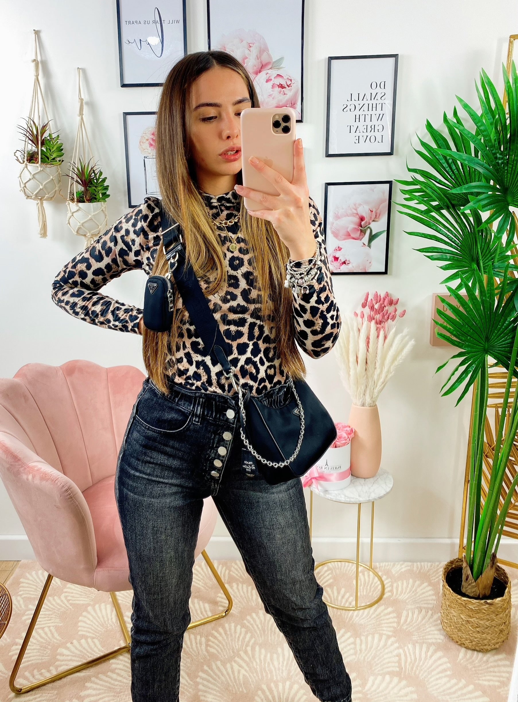 Jeans a vita alta grigio/nero