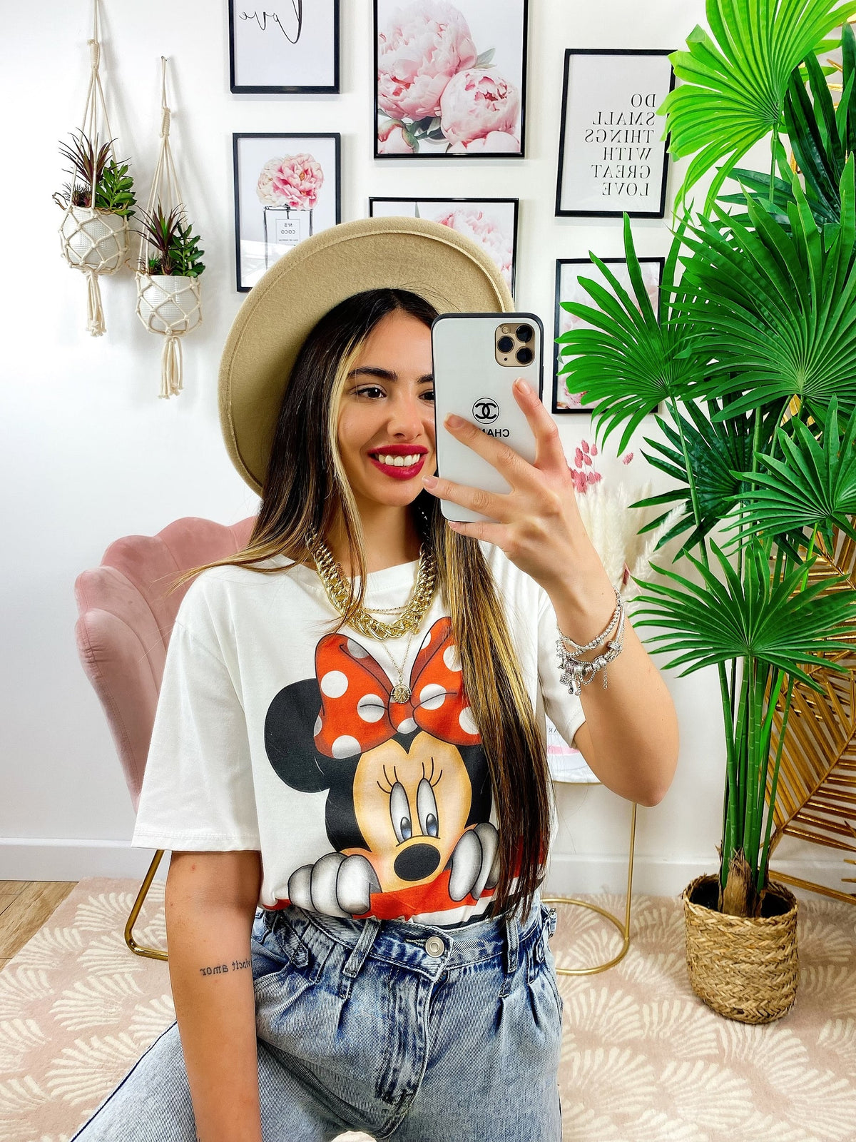 T-shirt con stampa topolina